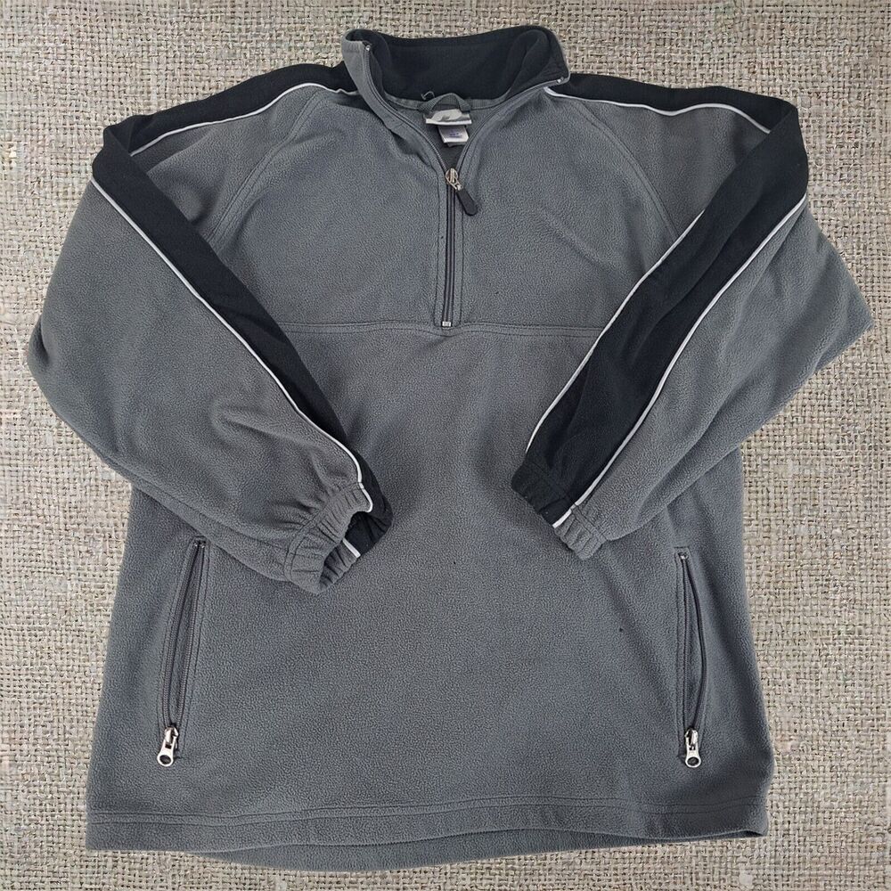Pro Spirit Fleece 1/4 Zip Pullover Vintage Long Sleeve Gray Men Large